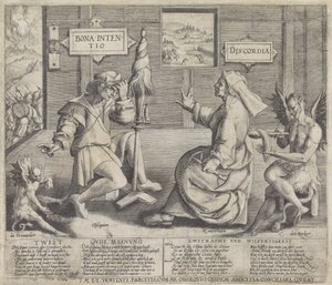 Allegori med personifieringar av goda avsikter (Bona Intentio) och Discord (Discordia) av Jacob de Gheyn (I) (circle of)