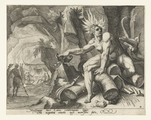 Eldelementet Ignis (titel på objekt) De fyra elementen (serietitel) av Jacob de Gheyn (II) (attributed to)