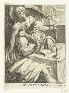 Evangelisten Mattheus De fyra evangelisterna (serietitel) av Jacob de Gheyn (II) (workshop of)