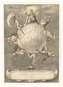 Design för det sista trycket i serien Omnium rerum vicissitudo est av Jacob de Gheyn (II)