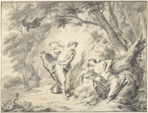 Apollon genomborrar Coronis med en pil av Jacob de Wit