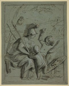 Minerva med Two Putti av Jacob de Wit