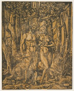 Adam och Eva, 1500-talet av Jacob the Elder attr. to Lucius