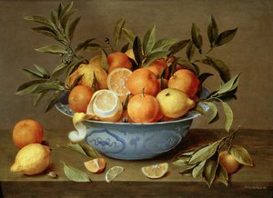 Stilleben med appelsiner og citroner i et Wan-Li porcelænsfad swed