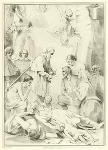 St Macarius av Gent ger hjälp till pestoffren