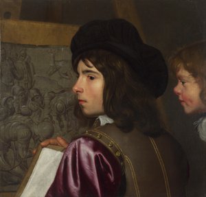 Två pojkar före ett staffli, ca. 1645 av Jacob van Oost the Elder
