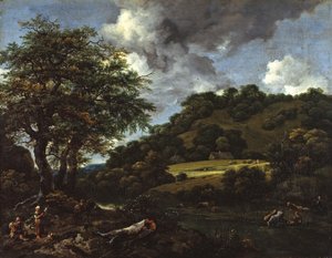 Ett kuperat landskap med höga ekar av Jacob van Ruisdael