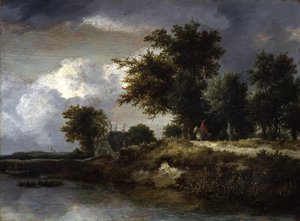 En skogsklädd flodbank av Jacob van Ruisdael
