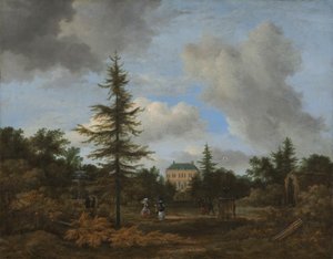 Hus på landet i en park av Jacob van Ruisdael