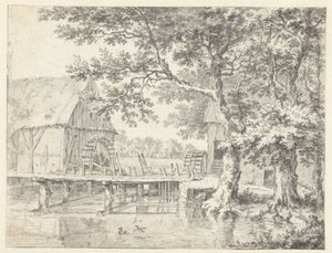 Ritning av en dubbel vattenkvarn av Jacob van Ruisdael