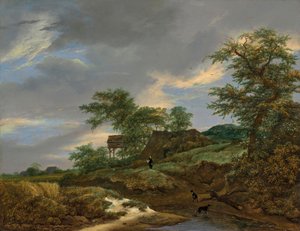 Dynlandskap med ett hus och ett duvslag av Jacob van Ruisdael