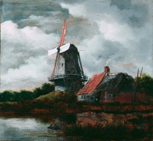 Landskap med bondgård och väderkvarn av Jacob van Ruisdael