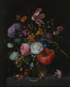 Blommor i en glasvas, ca 1670