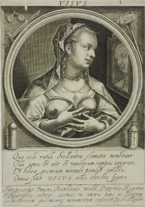 Syn, plansch ett från De fem sinnena av Jacob van der Heyden