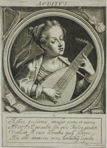 Ljud, plansch två från De fem sinnena av Jacob van der Heyden