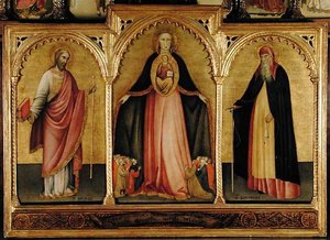 Jungfru och barn med St. James the Greater och St. Anthony (tempera på panel)