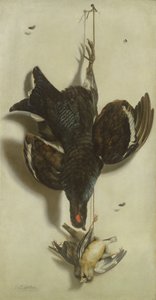 Trompe loeil av orre och finkar av Jacobus Biltius