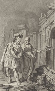 Scipio Aemilianus före ruinerna av Kartago i sällskap med Polybius, 1797.
