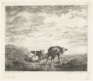 Tre kalvar av Jacobus Cornelis Gaal (signed by artist)