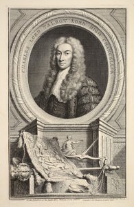 Porträtt av Charles, Lord Talbot, illustration från "Heads of Illustrious Persons of Great Britain", utgiven av Knapton, London 1742. av Jacobus Houbraken