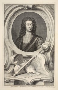 Porträtt av Henry Boyle, Lord Carleton, illustration från "Heads of Illustrious Persons of Great Britain", pub. av Knapton, London 1742 (gravyr) av Jacobus Houbraken