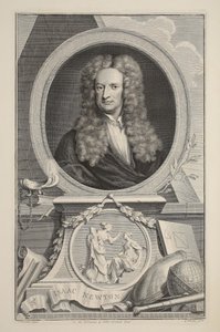 Porträtt av Isaac Newton, illustration från "Heads of Illustrious Persons of Great Britain", pub. av Knapton, London 1742 av Jacobus Houbraken