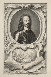 Porträtt av John Hampden, illustration från "Heads of Illustrious Persons of Great Britain", pub. av Knapton, London 1742 av Jacobus Houbraken