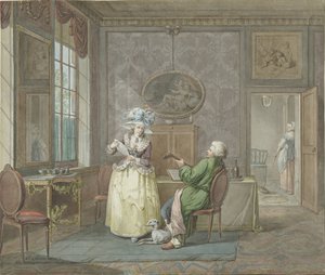 Musikpar i en interiör av Jacobus Johannes Lauwers