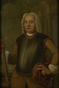 Porträtt av Johannes Thedens, generalguvernör för Nederländska Ostindiska kompaniet av Jacobus Oliphant
