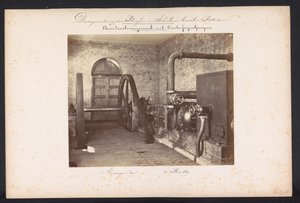 Nedre ångpumpstation med centrifugalpumpar / Kralingen den 14 maj 1869 (titel på objekt) Dränering av Plassen i Schieland öster om Rotterdam (serietitel på objekt)