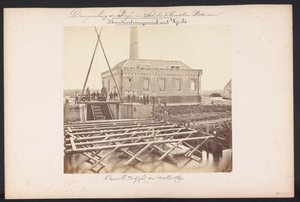 Nedan ångpumpstation med Vijzels / Capelle aan den IJssel den 14 maj 1869 (titel på objekt) Återvinning av sjöarna i Schieland öster om Rotterdam (serietitel på objekt)
