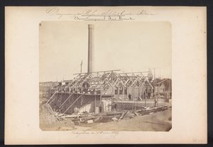 Bovenstoom pumpstation Prins Alexander / Kralingscheveer den 18 oktober 1867 (titel på objekt) Återvinning av sjöarna i Schieland öster om Rotterdam (serietitel på objekt)