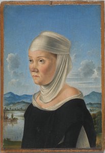 Porträtt av en kvinna, möjligen en nunna från San Secondo; (a tergo) Scen i Grisaille