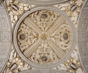 Detalj av taket i Sansovino Gallery, Venedig, ca 1537 (sten) av Jacopo (1486 1570) Sansovino