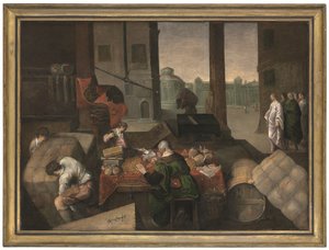 The Calling of Saint Matthew (olja på duk) av Jacopo (1510 92) (circle) Bassano