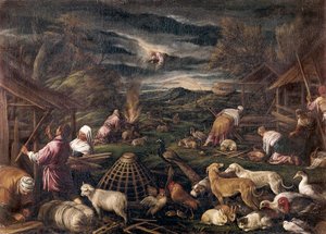 Noe efter syndafloden. Målning av Jacopo da Ponte, kallad Jacopo Bassano (1515-1592) av Jacopo Bassano
