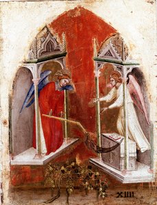 Apokalypspolyptyk: inre vänstra panel. Skörden. Detrempe på trä av Jacobello Alberegno (ca 1367-1397) 1360-1390. Gallerie dell