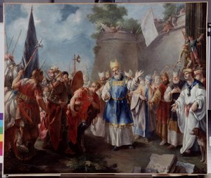 Kejsar Alexander hyllar översteprästen Jaddus. Målning tillskriven Jacopo Amigoni (eller Giacomo Amiconi