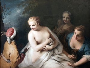 Tyska: Bathseba im Bade erhält die Botschaft Davids Bathseba vid sitt bad tar emot Davids budskap av Jacopo Amigoni
