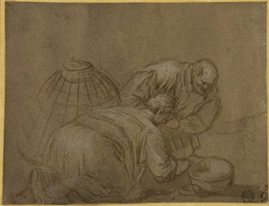 Bondepar som tittar i en korg av Jacopo Bassano