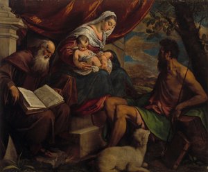 Jungfru och barn med Johannes Döparen och Sankt Antonius abbot, 1560-talet.
