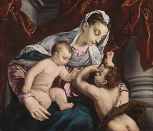 Jungfru och barn med den unge Johannes döparen, 156065. av Jacopo Bassano il vecchio