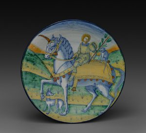 Tallrik: Man Riding a Unicorn, ca. 1510. av Jacopo Caffagiolo