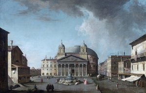 Utsikt över Pantheon i Rom par Fabris, Jacopo (1689-1761). Olja på duk, storlek: 73x112,4, , Privat samling av Jacopo Fabris
