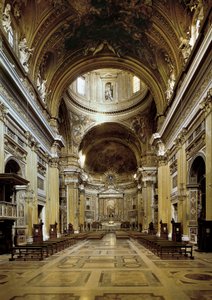 Interiörvy av Chiesa del Gesu, byggd 1568-75 av Jacopo Vignola