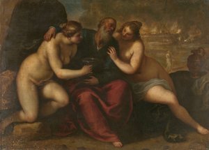 Lot och hans döttrar av Jacopo Il Giovane Palma