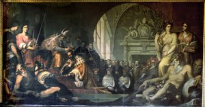 Cosimo I de Medici tar emot påven Pius V av Jacopo Ligozzi