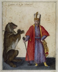 Janisseri och björn, teckning av Jacopo Ligozzi (1547-1626)
