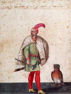 Turkisk soldat med uggla, teckning av Jacopo Ligozzi (1547-1627)