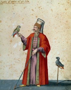 Första till stor selim med papegojor, teckning av Jacopo Ligozzi (1547-1627)